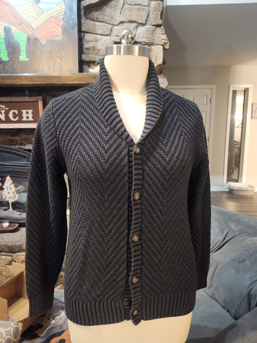 Goodfellow & Co Charcoal Gray Shawl Collar Button-Up Cardigan